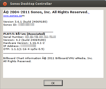Sonos Controller 3.6.1 mit Sonos-Version 4.2